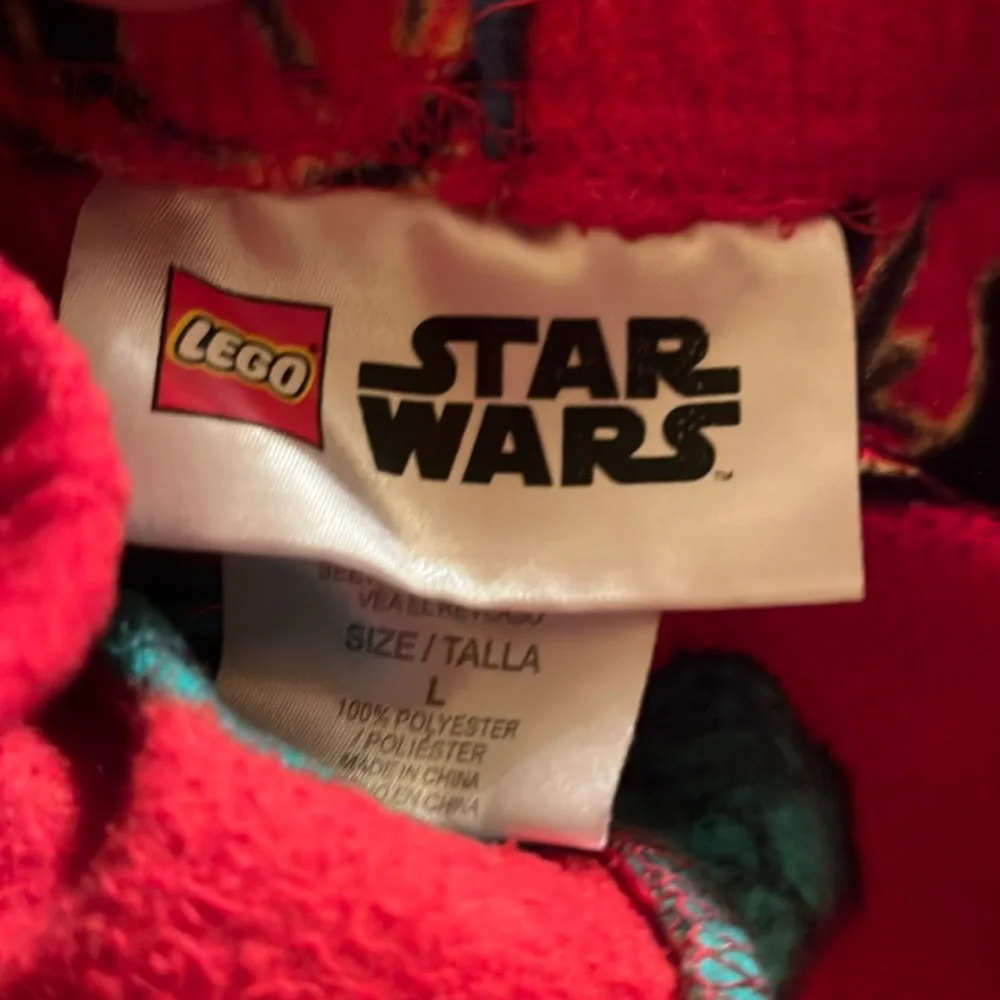 Lego Star Wars L 12 red blue yellow green fleece pajama bottoms pants boys girls